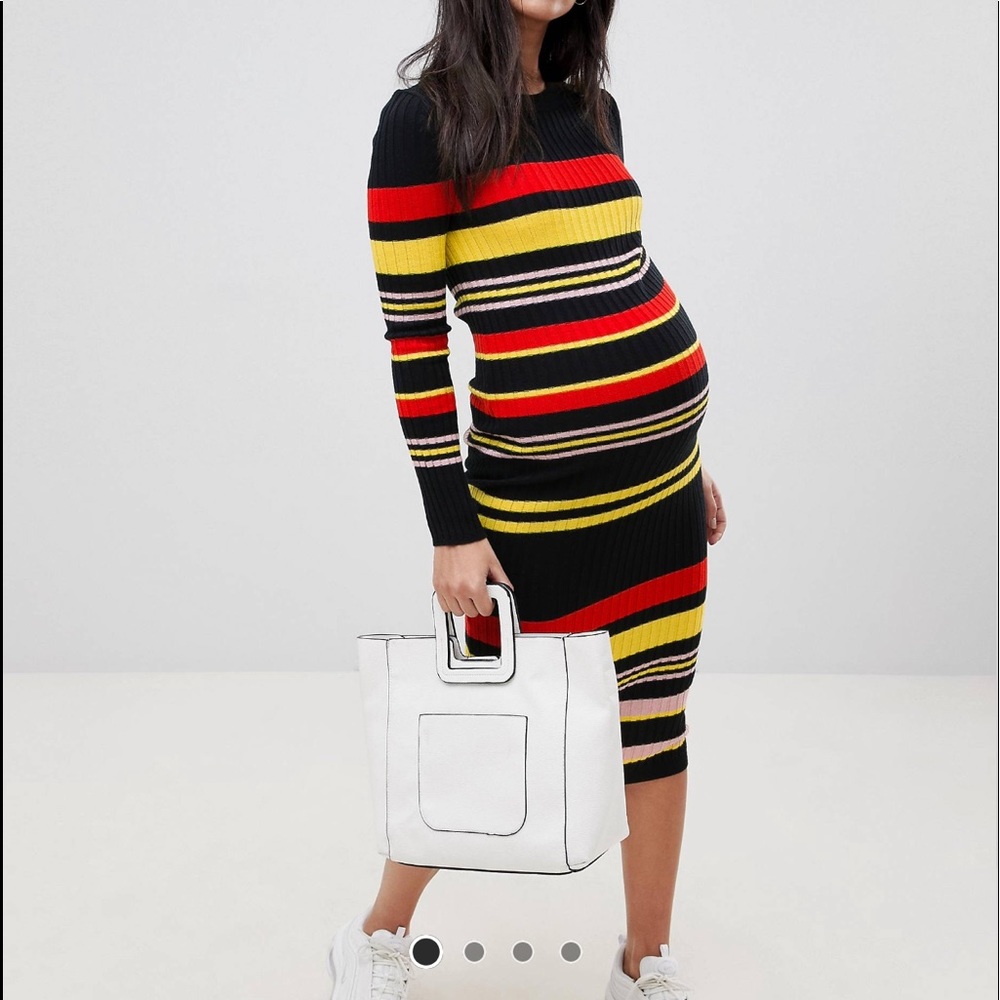 ASOS maternity dress rib striped midi